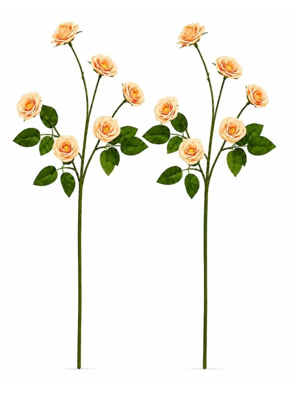 Peach Apricot Mini Spray Roses, Artificial Rose Stems, Small Faux Flowers for Wr